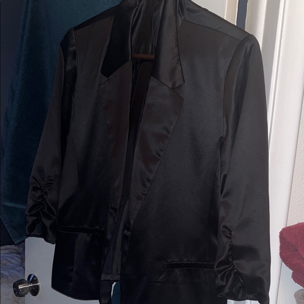 Jennifer Lopez Black Satin Jacket